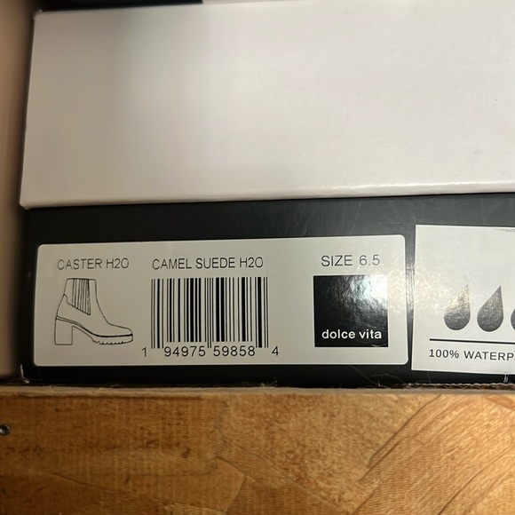 Dolce Vita Caster H2O Camel Brown Suede Platform Ankle Boots - Picture 2 of 2